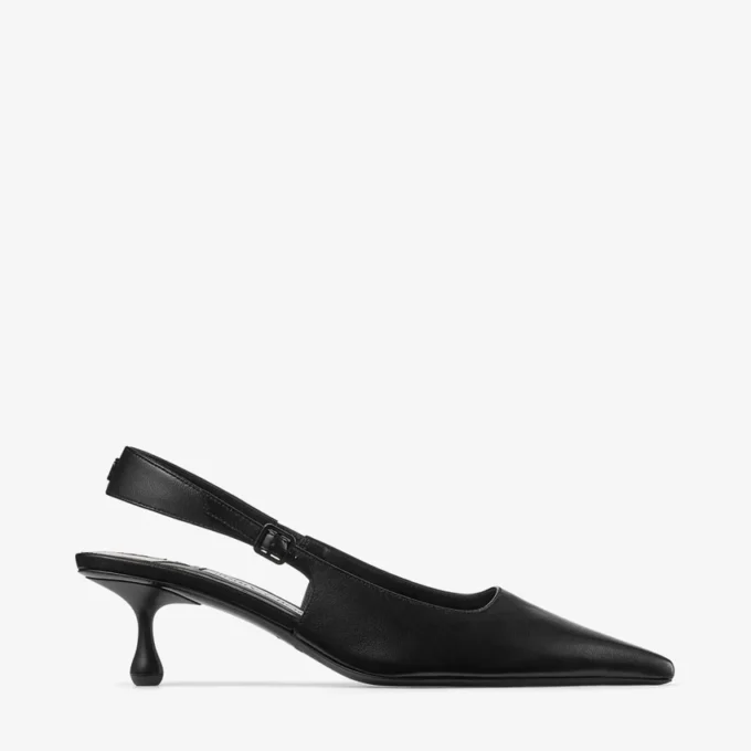 Amel 50 Black Nappa Leather Sling Back Pumps Amel 50 Black Nappa Leather Sling Back Pumps