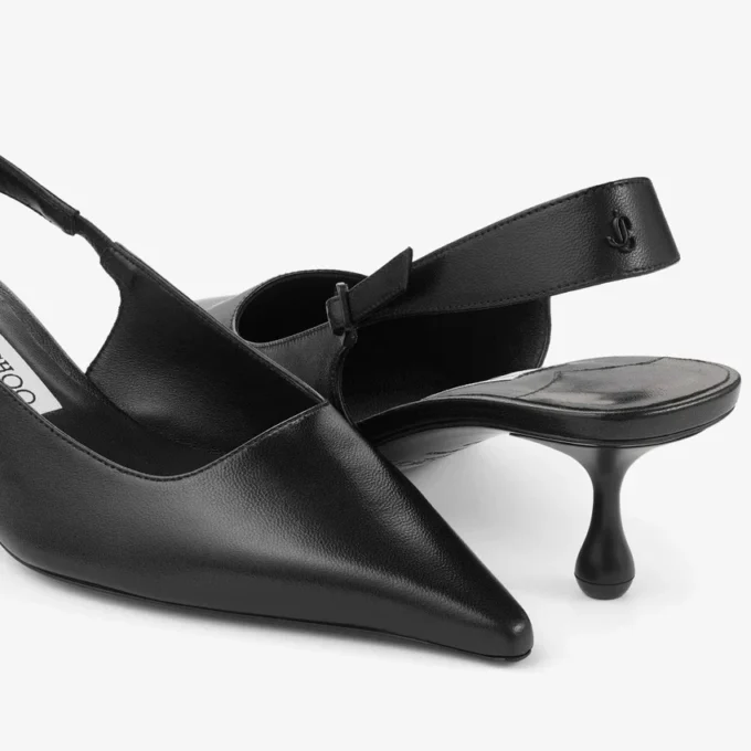 Amel 50 Black Nappa Leather Sling Back Pumps Amel 50 Black Nappa Leather Sling Back Pumps