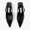 Amel 50 Black Nappa Leather Sling Back Pumps Amel 50 Black Nappa Leather Sling Back Pumps