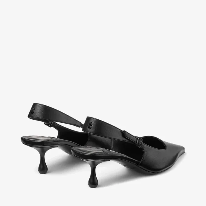 Amel 50 Black Nappa Leather Sling Back Pumps Amel 50 Black Nappa Leather Sling Back Pumps