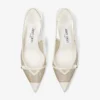 Amita 45 Latte and Champagne Patent and Metallic Mesh Sling Back Pumps