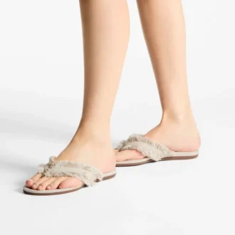 bay flat almond mix frayed flecked canvas flat sandals 2 330x330 - Bay Flat Almond Mix Frayed Flecked Canvas Flat Sandals