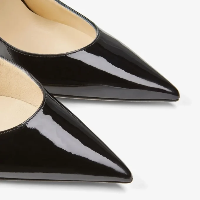 Bing 100 Black Patent Leather Mules with Crystal Strap