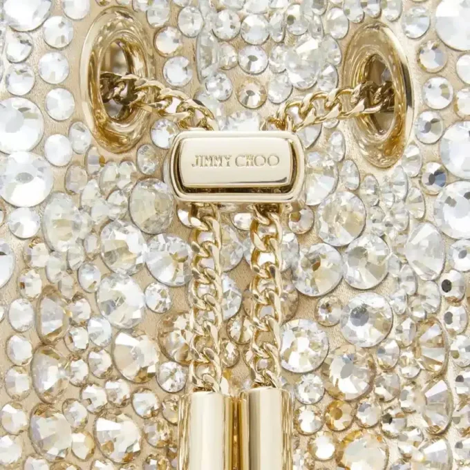 Bon Bon Gold Satin Bag with Crystals