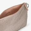 Callie Ballet Pink Suede Clutch Bag with Diamond Motif and Crystal Hotfix