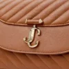 Curve Top Handle Tan Quilted Biker Leather Top Handle Bag with Pearl Detail Curve Top Handle Tan Quilted Biker Leather Top Handle Bag with Pearl Detail
