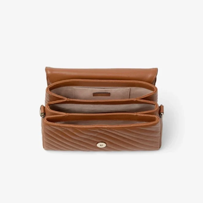 Curve Top Handle Tan Quilted Biker Leather Top Handle Bag with Pearl Detail Curve Top Handle Tan Quilted Biker Leather Top Handle Bag with Pearl Detail