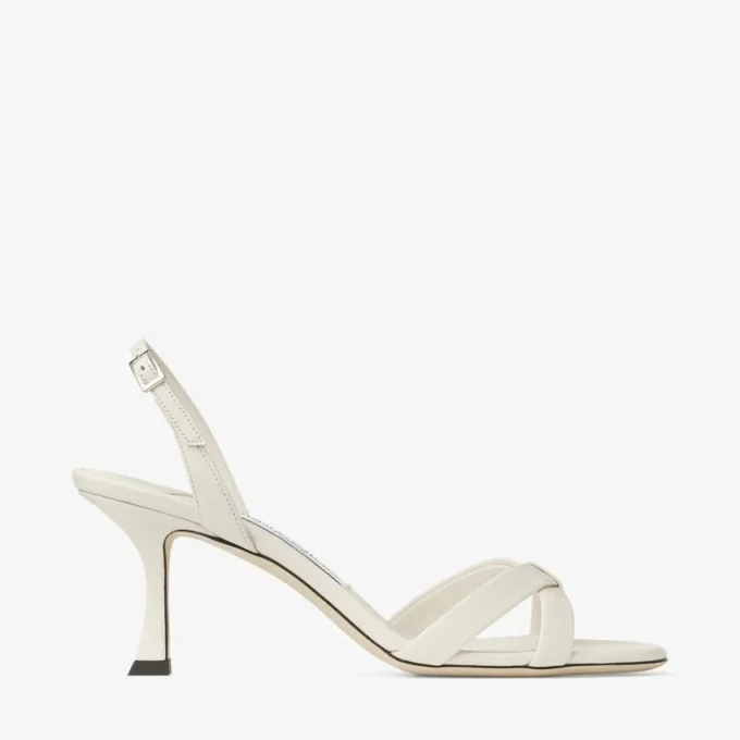 Elsy 70 Latte Nappa Leather Crossover Slingback