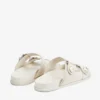 Fayence Sandal Latte Leather Flat Sandals with Pearl Embellishment