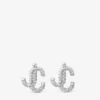 Jc Studs Silver-Finish Metal Jc Stud Earrings with Swarovski Crystals Jc Studs Silver-Finish Metal Jc Stud Earrings with Swarovski Crystals