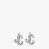 Jc Studs Silver-Finish Metal Jc Stud Earrings with Swarovski Crystals Jc Studs Silver-Finish Metal Jc Stud Earrings with Swarovski Crystals
