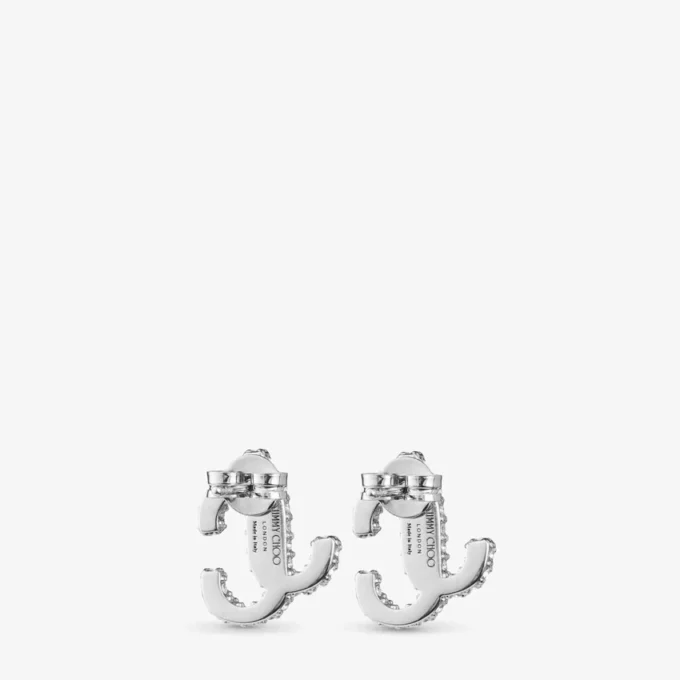 Jc Studs Silver-Finish Metal Jc Stud Earrings with Swarovski Crystals Jc Studs Silver-Finish Metal Jc Stud Earrings with Swarovski Crystals