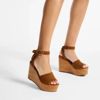 jori 100 tan suede and shiny cork wedges 2 330x330 - Jori 100 Tan Suede and Shiny Cork Wedges