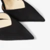 Saeda 100 Black Suede Pumps with Crystal Embellishment