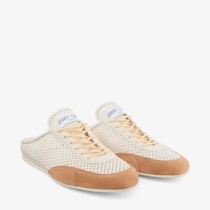 Sunny Mule F Latte and Toffee Leather Mix and Diamond Mesh Low Top Trainers Sunny Mule F Latte and Toffee Leather Mix and Diamond Mesh Low Top Trainers