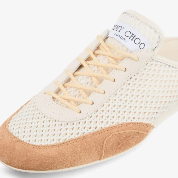 Sunny Mule F Latte and Toffee Leather Mix and Diamond Mesh Low Top Trainers Sunny Mule F Latte and Toffee Leather Mix and Diamond Mesh Low Top Trainers