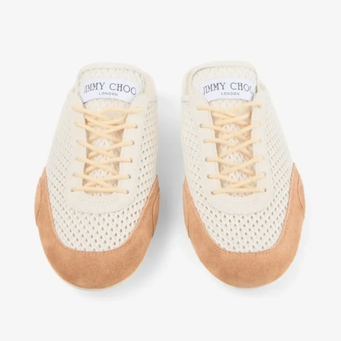 Sunny Mule F Latte and Toffee Leather Mix and Diamond Mesh Low Top Trainers Sunny Mule F Latte and Toffee Leather Mix and Diamond Mesh Low Top Trainers