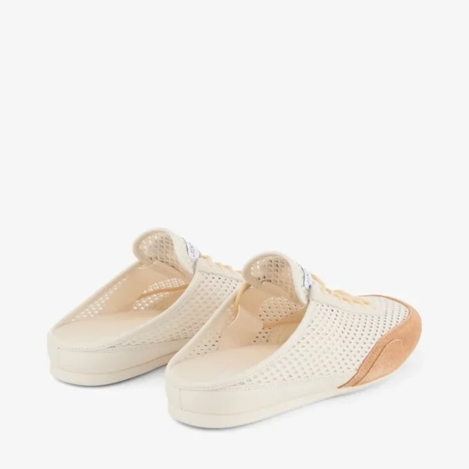Sunny Mule F Latte and Toffee Leather Mix and Diamond Mesh Low Top Trainers Sunny Mule F Latte and Toffee Leather Mix and Diamond Mesh Low Top Trainers
