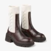 Tamia Flat Chocolate Shiny Calf Leather Ankle Boots with Cable Knit Tamia Flat Chocolate Shiny Calf Leather Ankle Boots with Cable Knit
