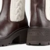 Tamia Flat Chocolate Shiny Calf Leather Ankle Boots with Cable Knit Tamia Flat Chocolate Shiny Calf Leather Ankle Boots with Cable Knit