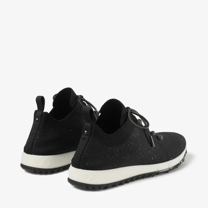 Veles Black Sequin Knit Trainers