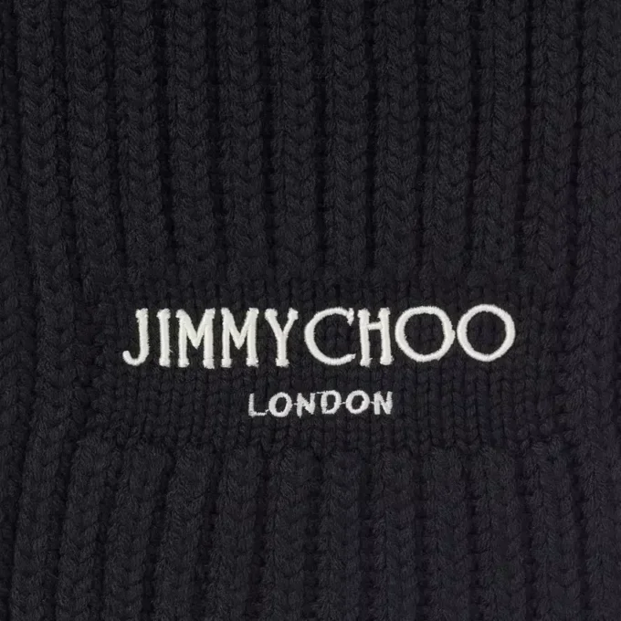 Yukiko Black Cashwool Knit Scarf